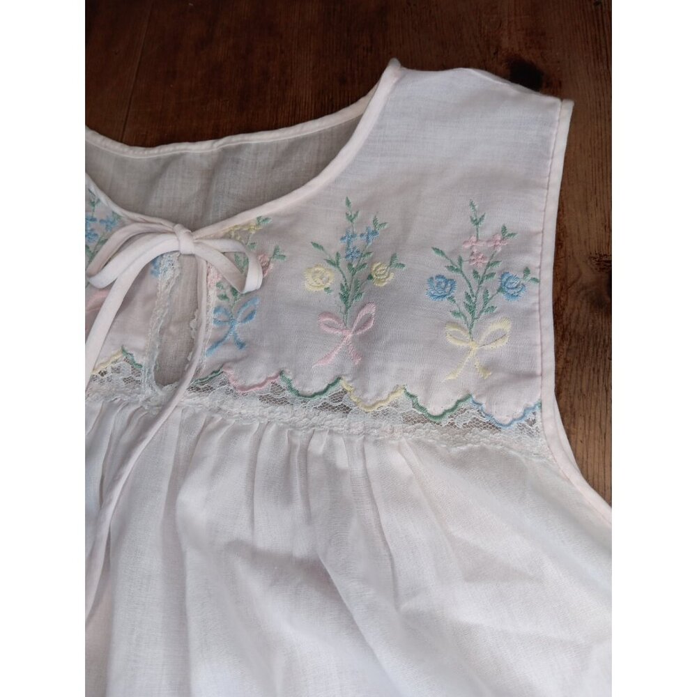 Vtg White Semi Sheer Cottagecore Prairie Slip Nightgown Womens L Sleeveless - Picture 2 of 7